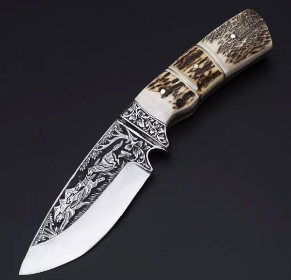 Custom Handmade J2 Steel Skinning Knife With Leather Sheath premium quality Custom Engraved