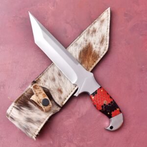 custom handmade J2 steel Premium Quality with Loveless knife with an original cow leather sheath