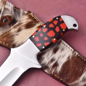 custom handmade J2 steel Premium Quality with Loveless knife with an original cow leather sheath