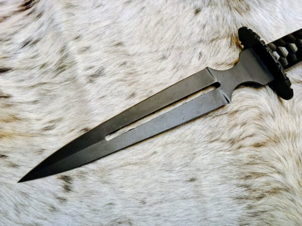 Hunting Double-Edge Dagger Knife – 10" Blade with Powder Coating & Cow Leather Sheath