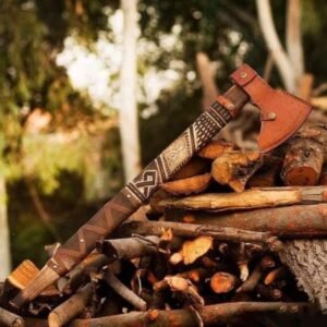 Custom Hand Forged Berserker Battle Axe High Carbon Steel High Polish Blade Beauty Full Engraved Hash Wood Handal