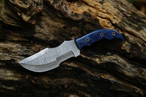 Custom Handmade Damascus Tactical Hunting Full Tang Tracker Knife With Leather Sheath