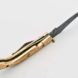 Custom Damascus Steel Folding Knife Pocket Knife Handle Made with Copper Best Gift with for Father's Leather Sheath