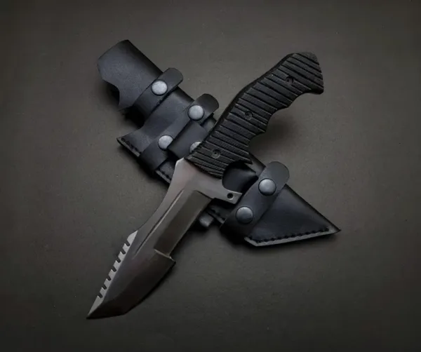 Tactical Custom Handmade Tracker Knife Full Tang Fixed Blade Hunting Knife With Cow Leather Sheath