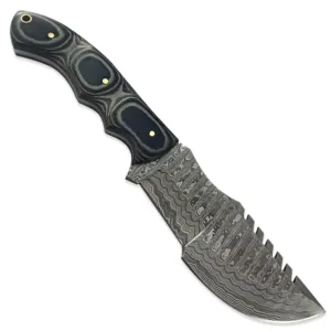 Custom Handmade Damascus Steel 10 Inches Tracker Knife - Perfect Grip Black Micarta Handle