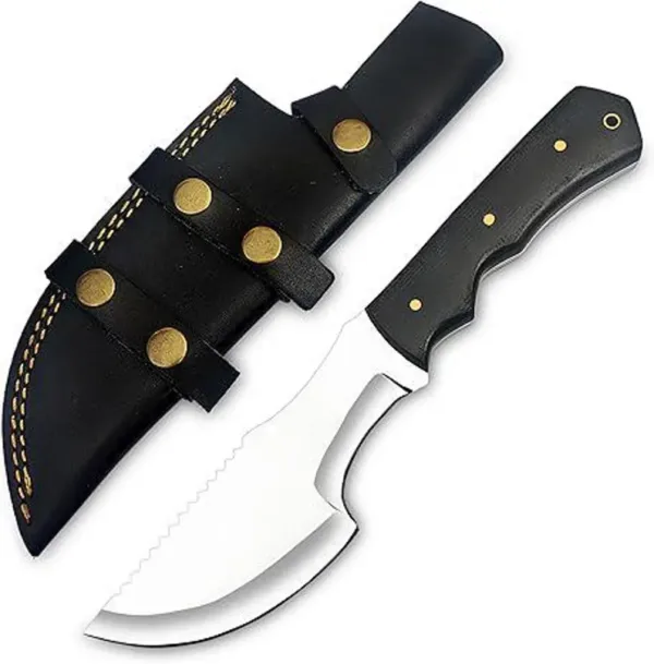 D2 Steel Tracker Knife 12"Fixed Blade Bushcraft Survival Knife Full Tang with Micarta Handle & Leather Sheath for Camping, Hunting, Outdoor
