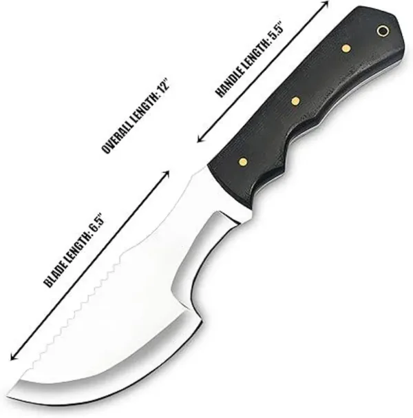 D2 Steel Tracker Knife 12"Fixed Blade Bushcraft Survival Knife Full Tang with Micarta Handle & Leather Sheath for Camping, Hunting, Outdoor
