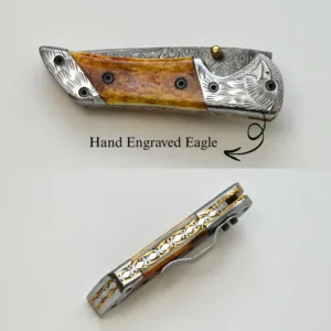Handforged Damascus Steel 7.5" Folding Pocket Knife for Camping and outdoors, Perfect gift for him on Anniversary, Christmas & New Year