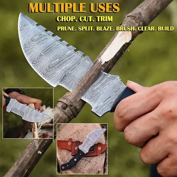 Custom Handmade Damascus Steel Hunting Tracker Knife with Horizontal and Scout Carry Leather Sheath
