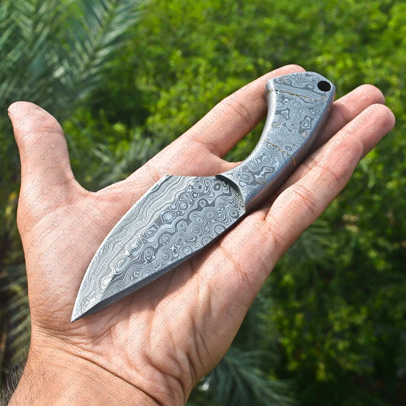 Handmade Damascus Raindrop Skinner Knife with sheath | FIxed Blade Neck Knife | Bushcraft Knife| Collectable | Camp Knife | Gift for Men/BF Handmade Damascus Raindrop Skinner Knife with sheath | FIxed Blade Neck Knife | Bushcraft Knife| Collectable | Camp Knife | Gift for Men/BF