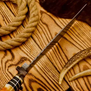 5" Rare Custom Handmade Damascus Steel Hunting Bowie Knife W/ Leather Sheath