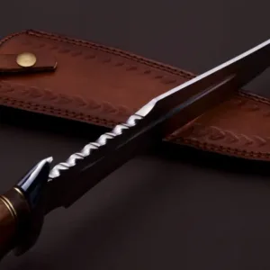 Custom Handmade D2 17 inch Hunting knife High Polish Survival Bowie Knife best gift for boyfriend beautiful gift for wife with leather cover