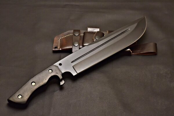 Custom Handmade J2 Steel Powder Coating Bowei Knife With Leather Sheath