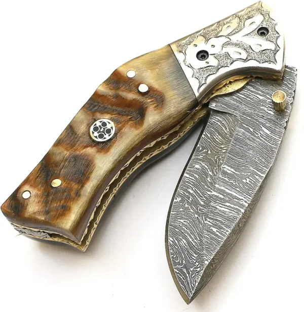 Damascus Folding Knife, Pocket Folding Knife, Handmade Folding Knife, Camping Knife, Hunting Knife, Pocket Knife
