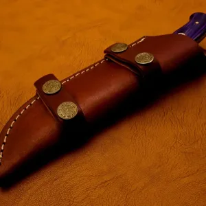 Damascus Steel Skinner Knife – Full Tang Hunting Blade – Hand Forged Knife for Outdoors with Sheath