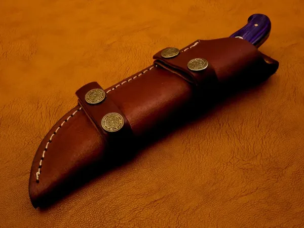 Damascus Steel Skinner Knife – Full Tang Hunting Blade – Hand Forged Knife for Outdoors with Sheath