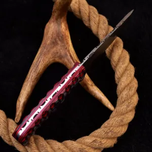 Handmade Damascus Steel Skinner Skinner Knife & High Quality Italian Style Leather Sheath