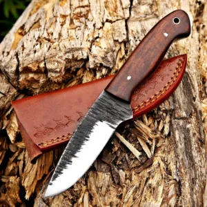 Handmade Bushcraft Knife with Full Tang Blade & Walnut Wood Handle | Custom skinner Knife with