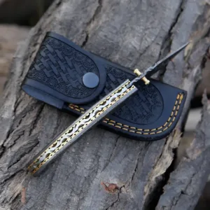 Custom Damascus Pocket Knife-Engraved Folding Knife for Men-Personalized Gift for Boyfriend-Monogrammed Gift for Groomsman Best man Gift