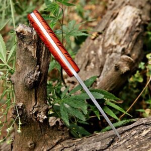 Custom Handmade skinner Knife with Carved Wood Handle & Leather Sheath | Full Tang Fixed Blade Knife