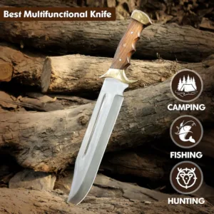 Custom Handmade Large Bowie knife with Leather Sheath Hunting Knife | Best Gift For Husband Boyfriend Gift for him Christmas Gift