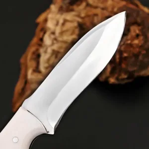 Handcrafted D2 steel skinner Knife with Resin Handle & Italian Leather Sheath – Hunting Collectible Gift