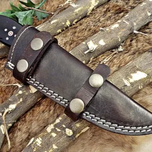 Custom Hand Forged Damascus Steel gut hook Skinner Knife,Bull Horn Handle,gift for husband