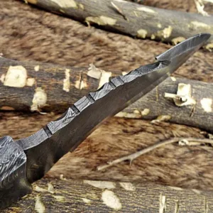 Custom Hand Forged Damascus Steel gut hook Skinner Knife,Bull Horn Handle,gift for husband