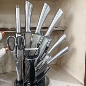 Beauty Full Custom Made Kitche Knife Set In An Acrylic/Steel Stand 