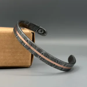 Handmade Damascus Steel Bangle Bracelet, Viking Cuff Jewelry